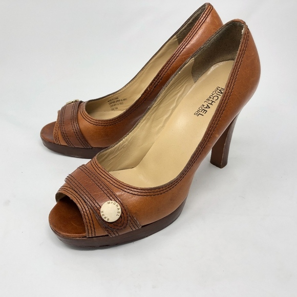 Michael Michael Kors Brown Leather Heels 10M - Picture 1 of 8
